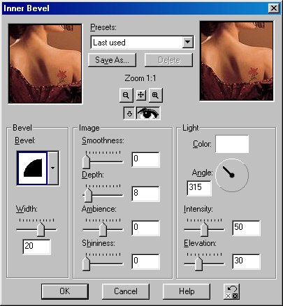 Inner Bevel Settings
